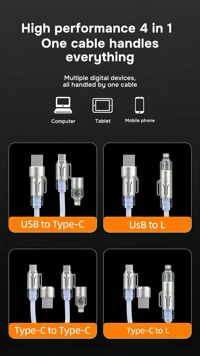 240W 4 in 1 USB Charger Cable | Fast and Versatile Charging