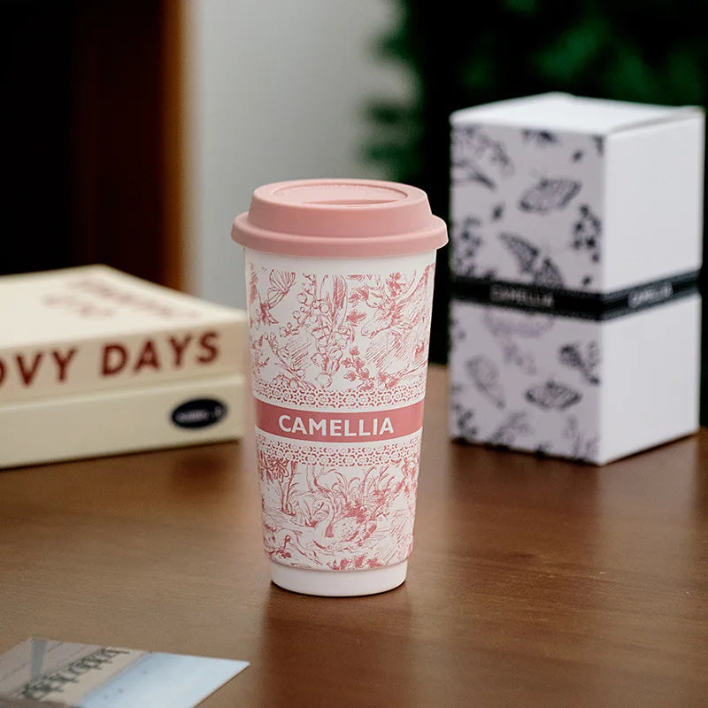 Taza de Café de Cerámica de Gran Capacidad con Tapa de Silicona | Elegante y Práctica
