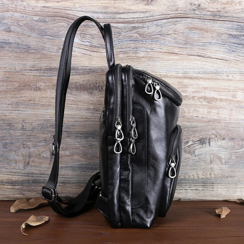 Bandolera de cuero casual para hombre | Mochila elegante para el día a día