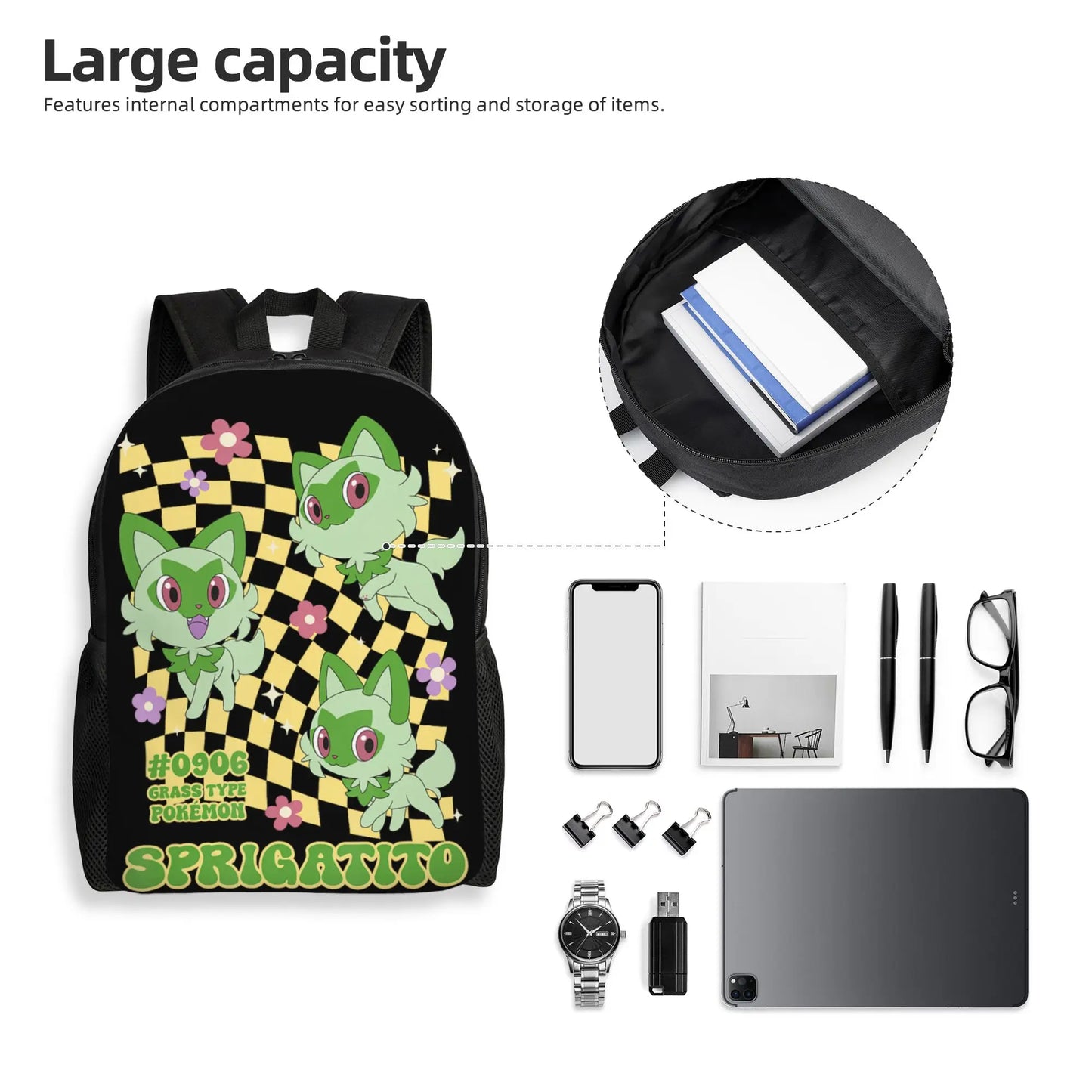 Retro Grass Type Pokemon Backpack | Large Capacity Daypack