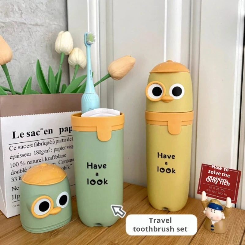 Portable Travel Wash Cup & Toothbrush Storage Box for Kids