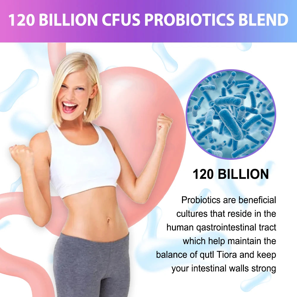 Probiotics 120 Billion CFU with Prebiotics & Digestive Enzymes