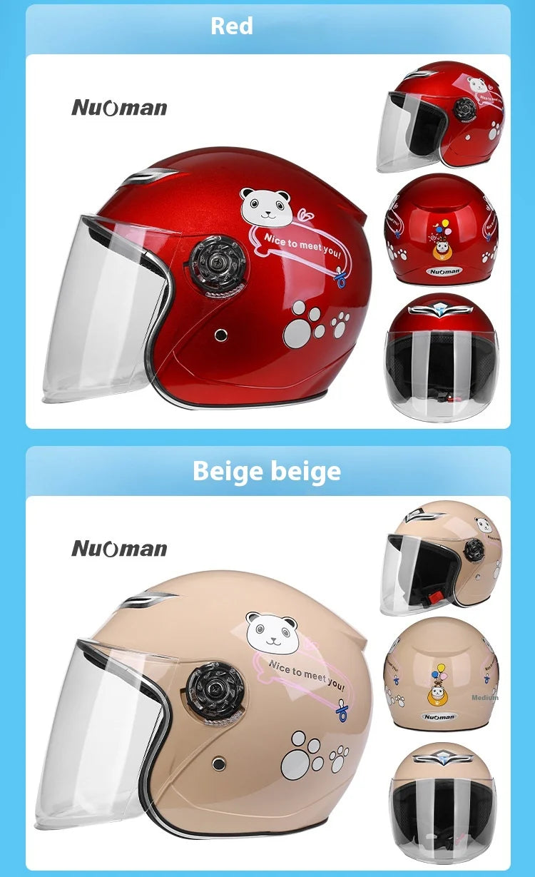 Casco Infantil de Medio Rostro con Diseño de Caricaturas | Seguridad y Diversión para Niños