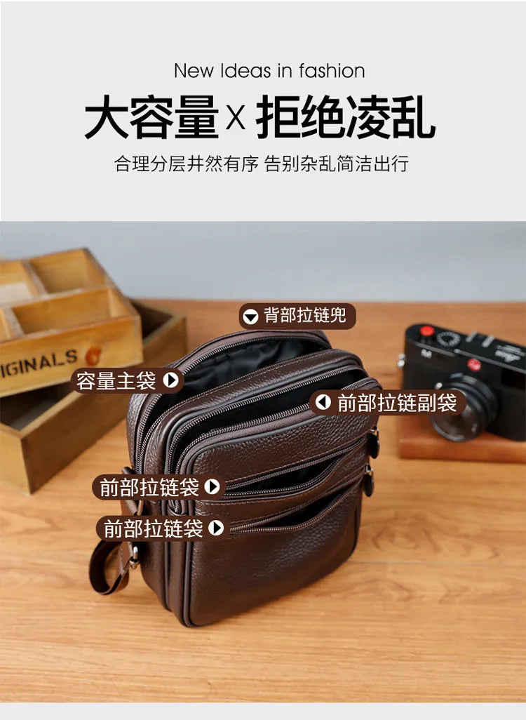 Men's Casual Sling Messenger Bag | Genuine Leather Crossbody