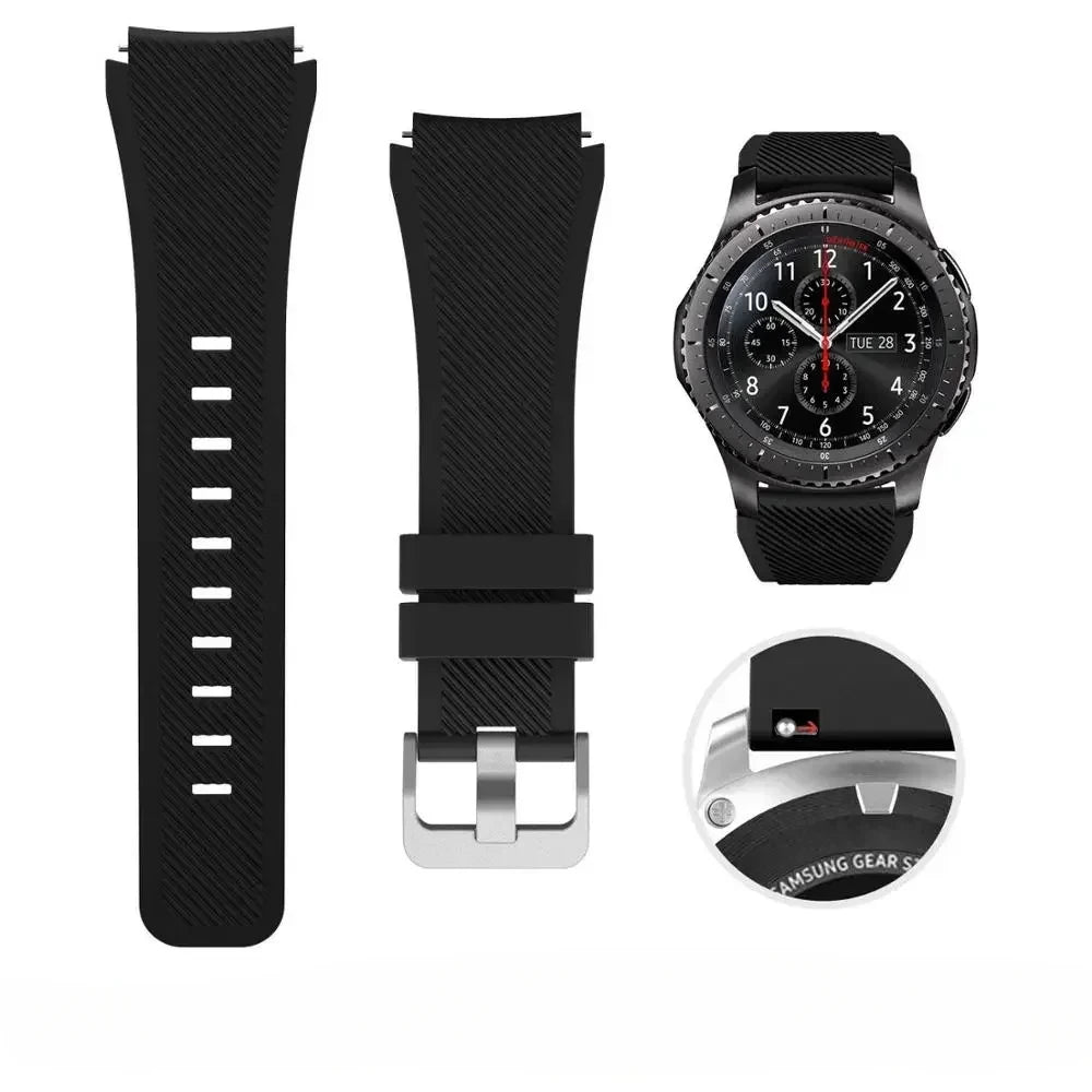 Silicone Sport Strap for 47mm Smartwatch | Magnetic Folding Clasp
