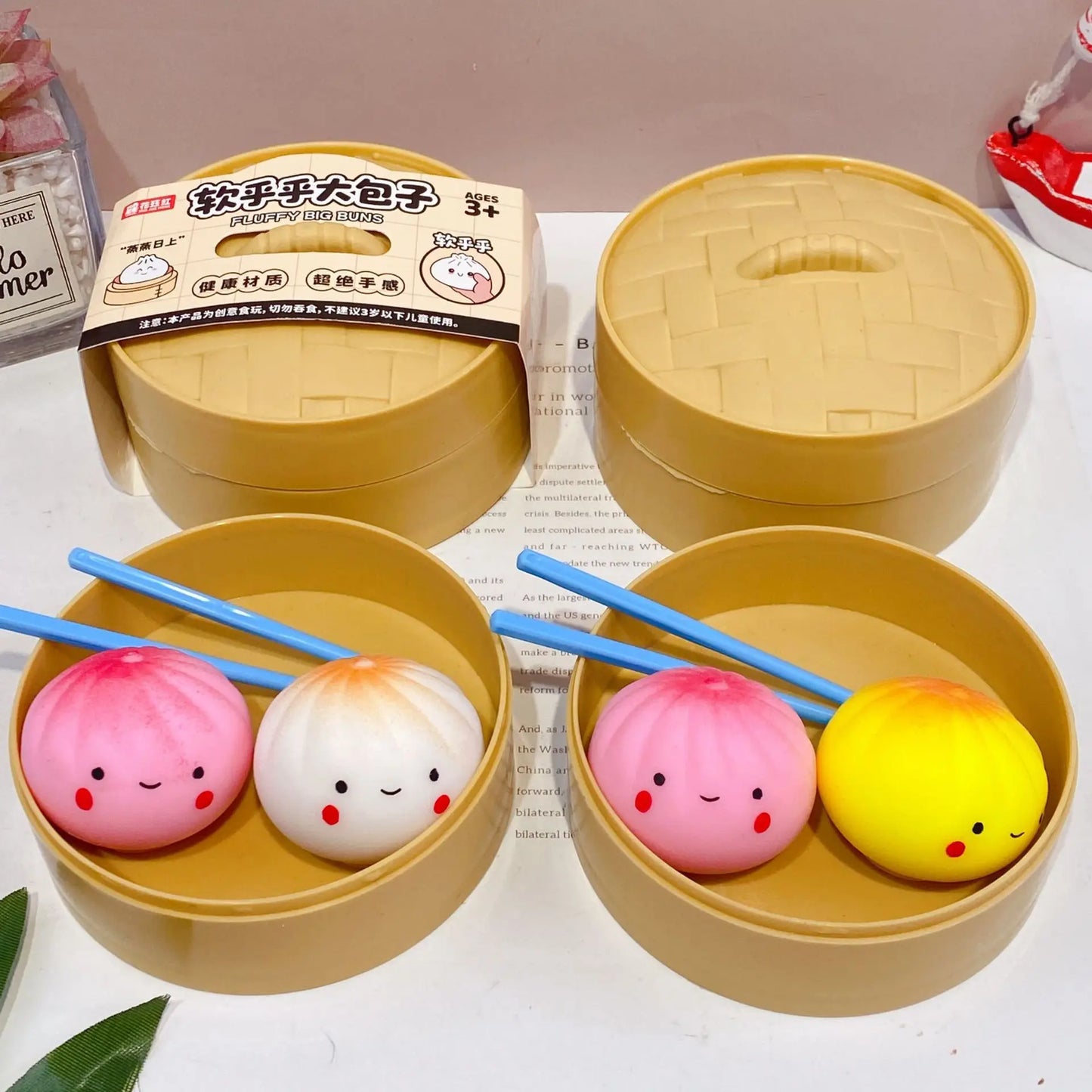 2026 New 2Pcs Steamer Bao Bun Squishy Simulation Pan-Fried Dumpling Slow Rising Squeeze Anti Stress Relief Adult Desk Gadget