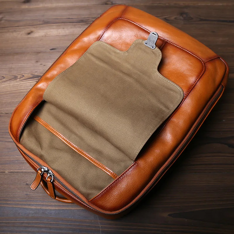 Men's Retro Cowhide Backpack | Stylish Large Capacity Leather Bag