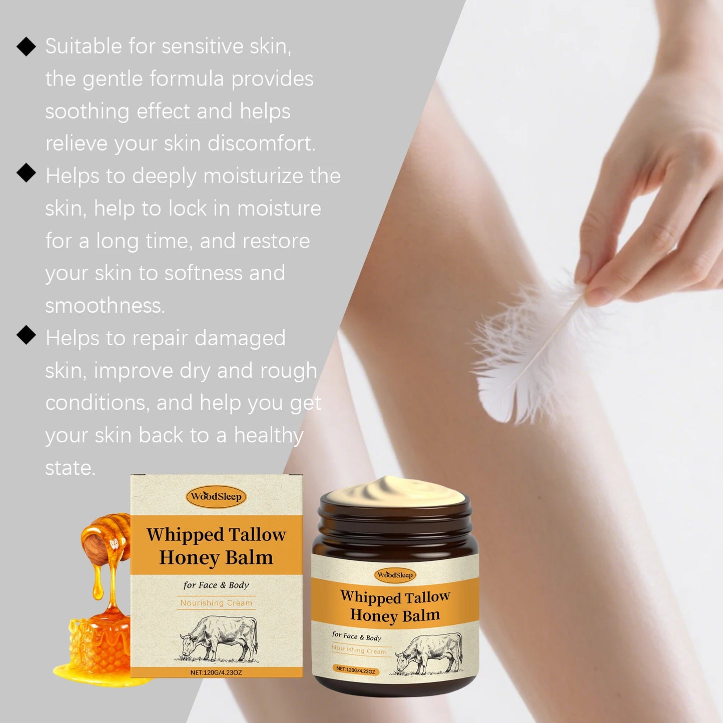 Honey & Beef Tallow Moisturizing Cream | Deep Nourishment & Care