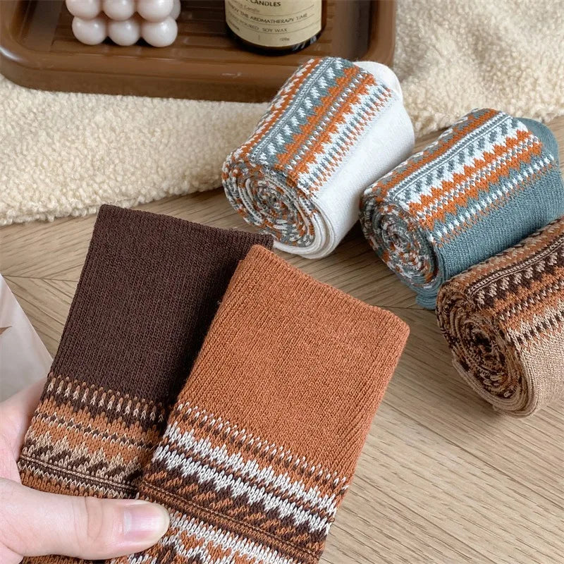 Women's Retro Knitted Knee Socks | Vintage Style for Autumn & Winter