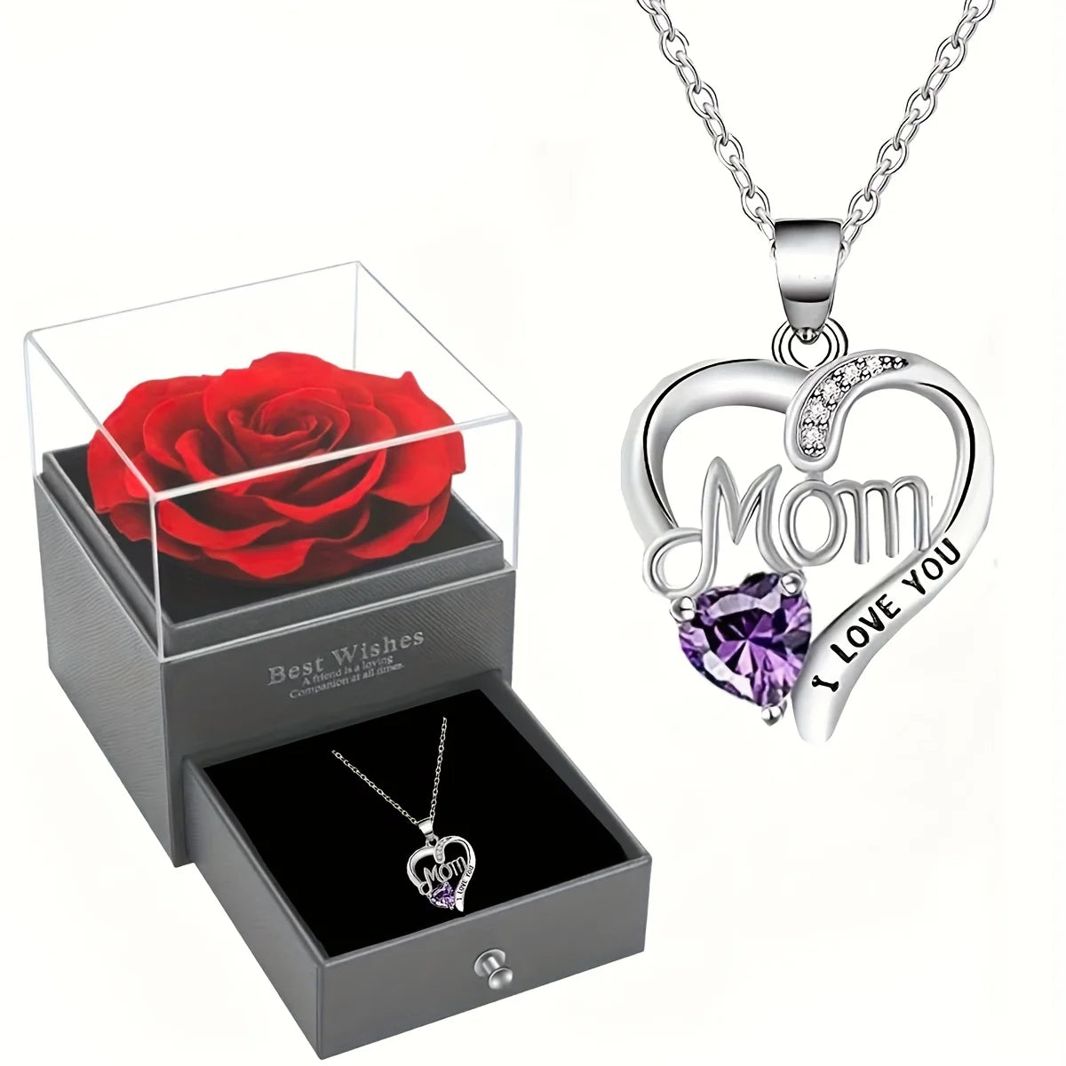 Rose Soap Gift Box with MOM Necklace | Perfect Gift for Mom