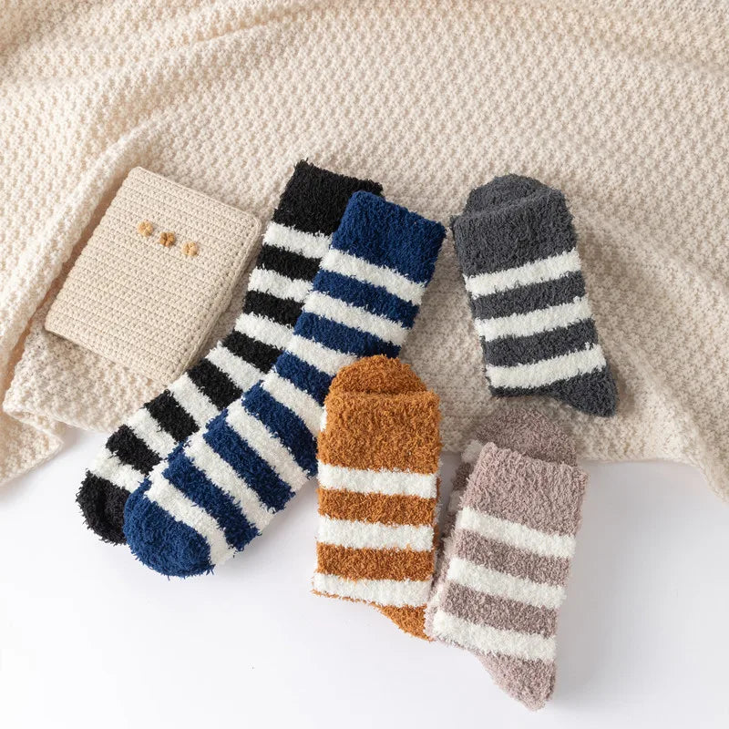 Cozy Striped Winter Plush Socks for Men & Women | Warm Comfort