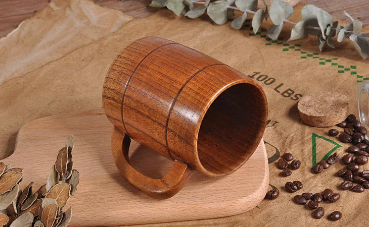 320ml Handcrafted Wooden Coffee Mug | Eco-Friendly Vintage Drinkware