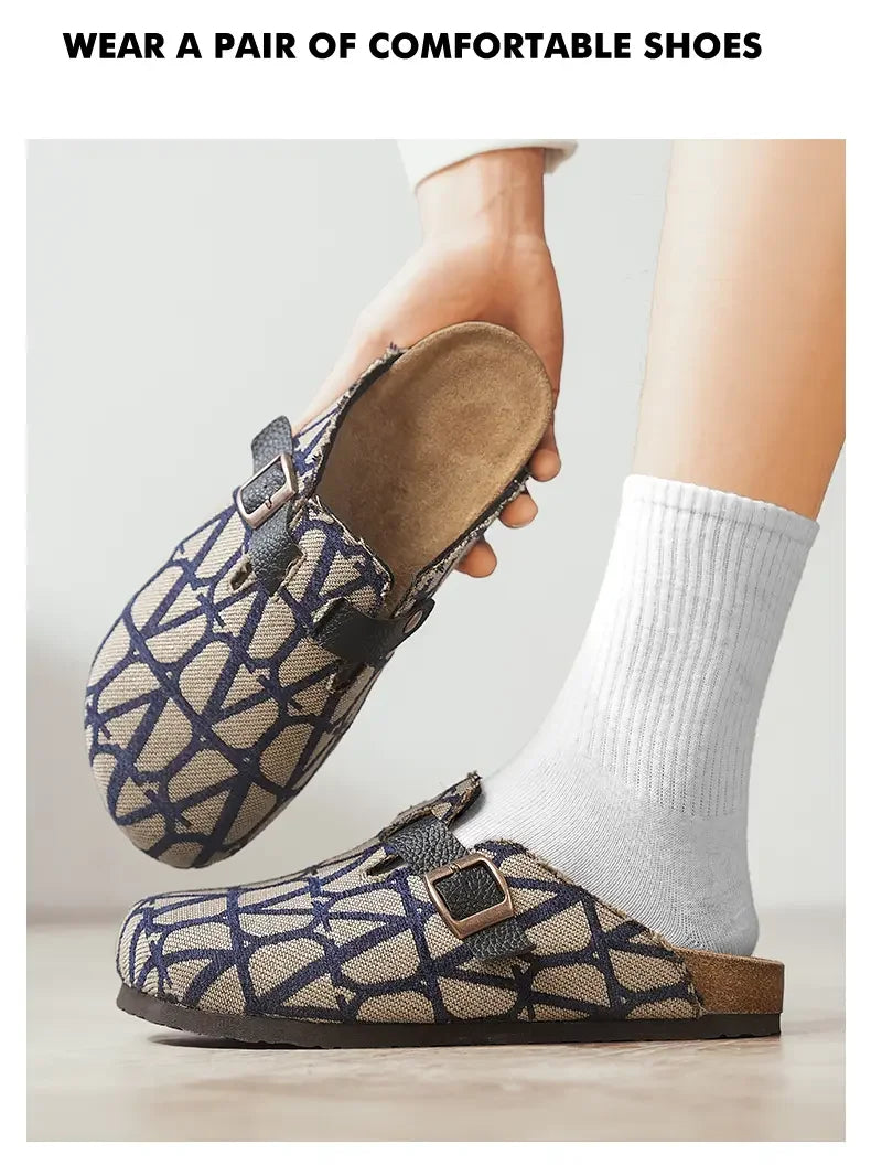 Four Seasons Classic Cork Closed Toe Shoes Versatile Soft Sole Unisex Outdoor Beach Casual Comfort Daily Slippers