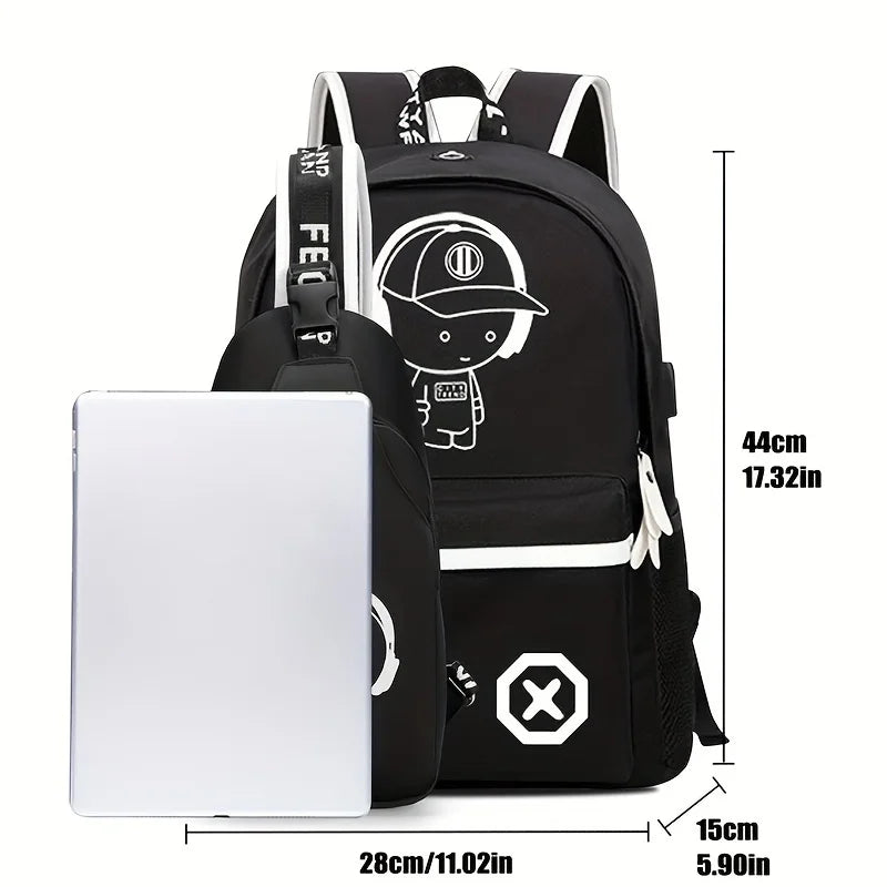 Large Capacity Casual Backpack Set | Stylish Travel & Chest Bags