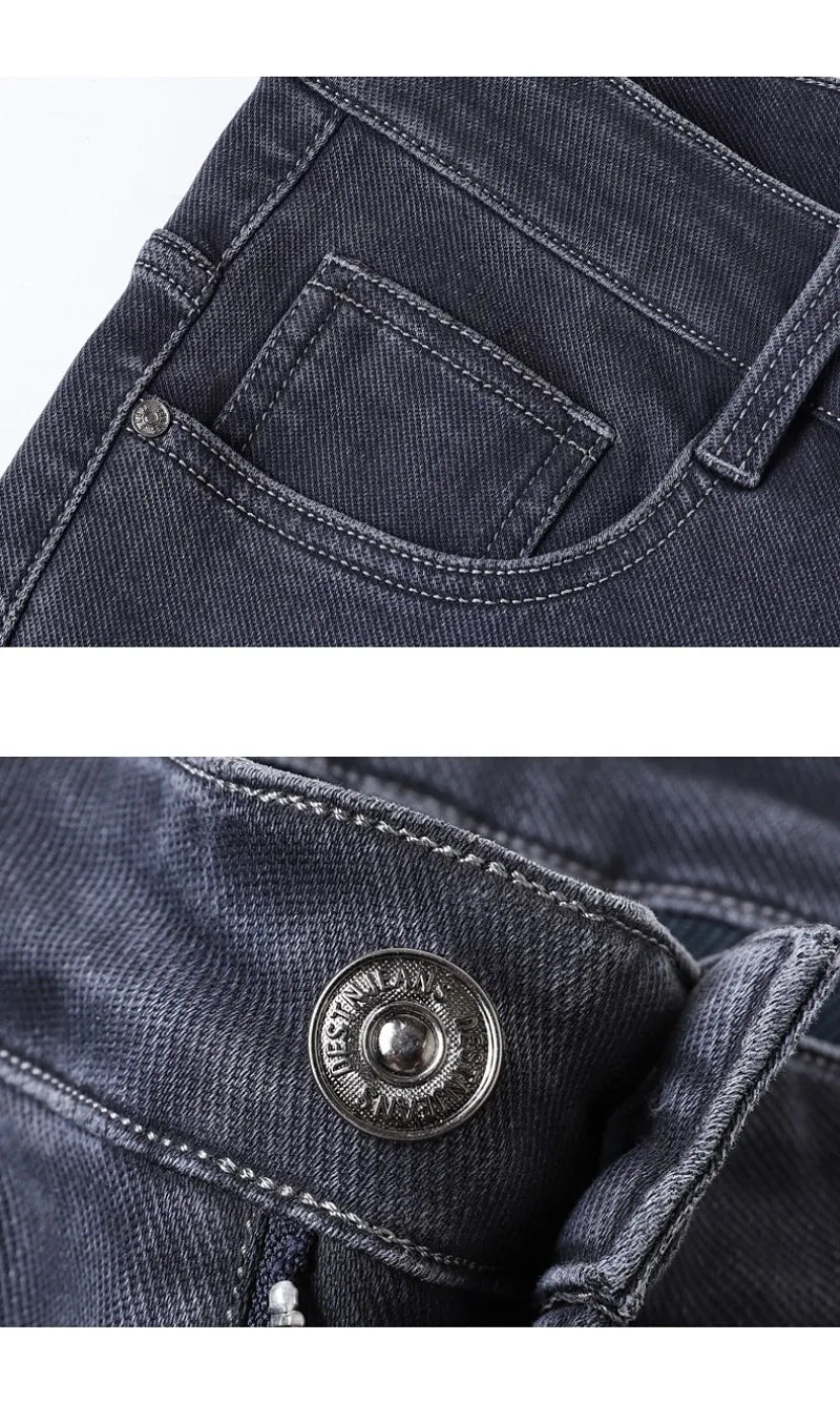 Men's Gray Jeans | Classic Straight Fit Casual Denim Trousers