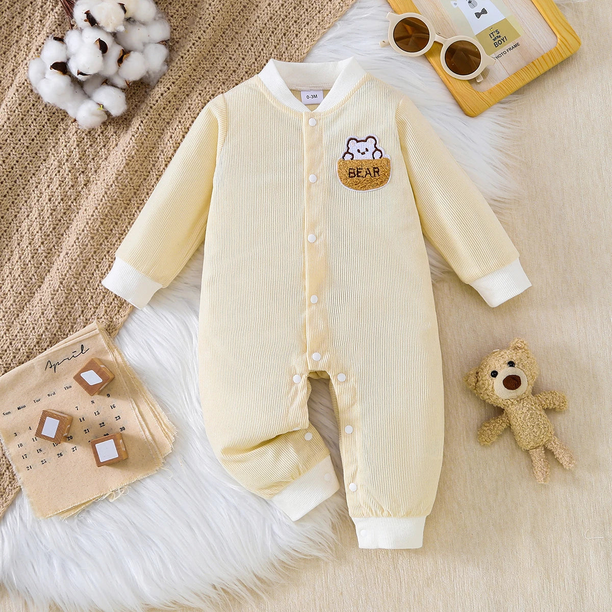 Cozy Toddler Unisex Winter Romper | Cute Cartoon Design