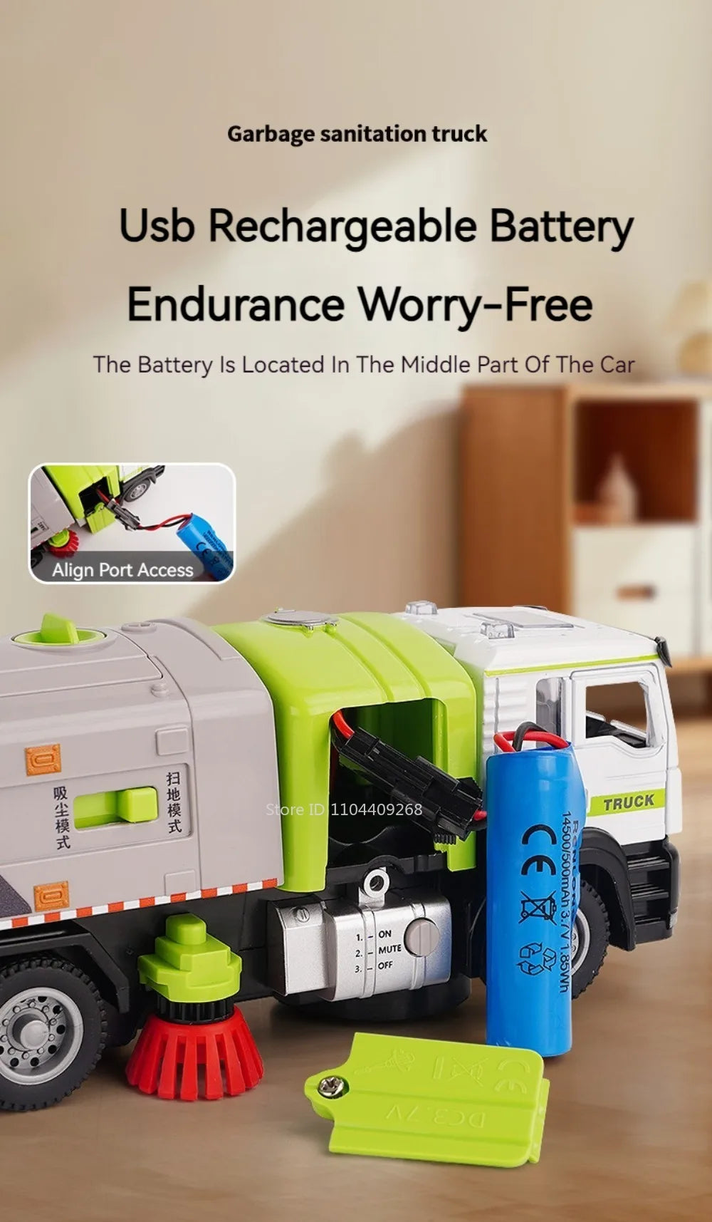 Electric Vacuum Cleaner Garbage Truck Model Toy for Kids