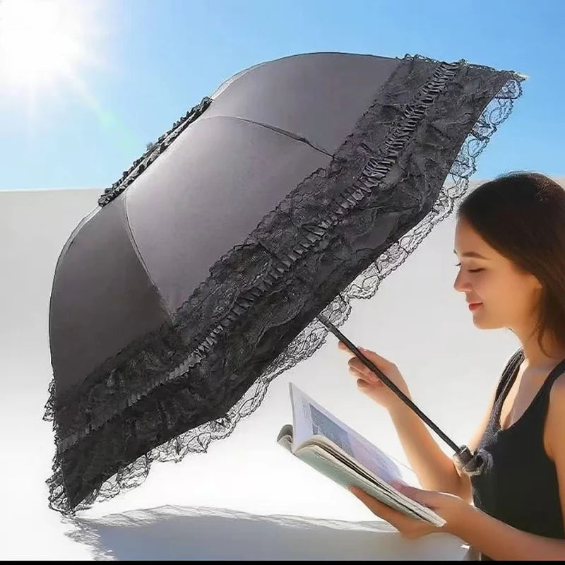 Vintage Lace Parasol | Foldable Gothic Umbrella for Sun Protection