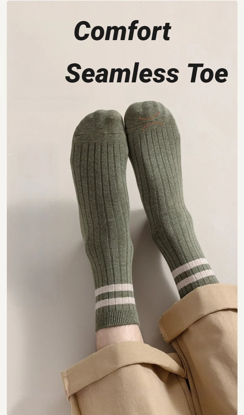 Men's Striped Mid Tube Socks | Breathable Casual Comfort