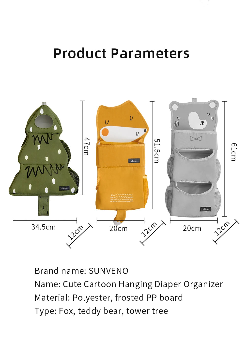 Cartoon Baby Crib Hanging Storage Bag | Multi-functional Organizer