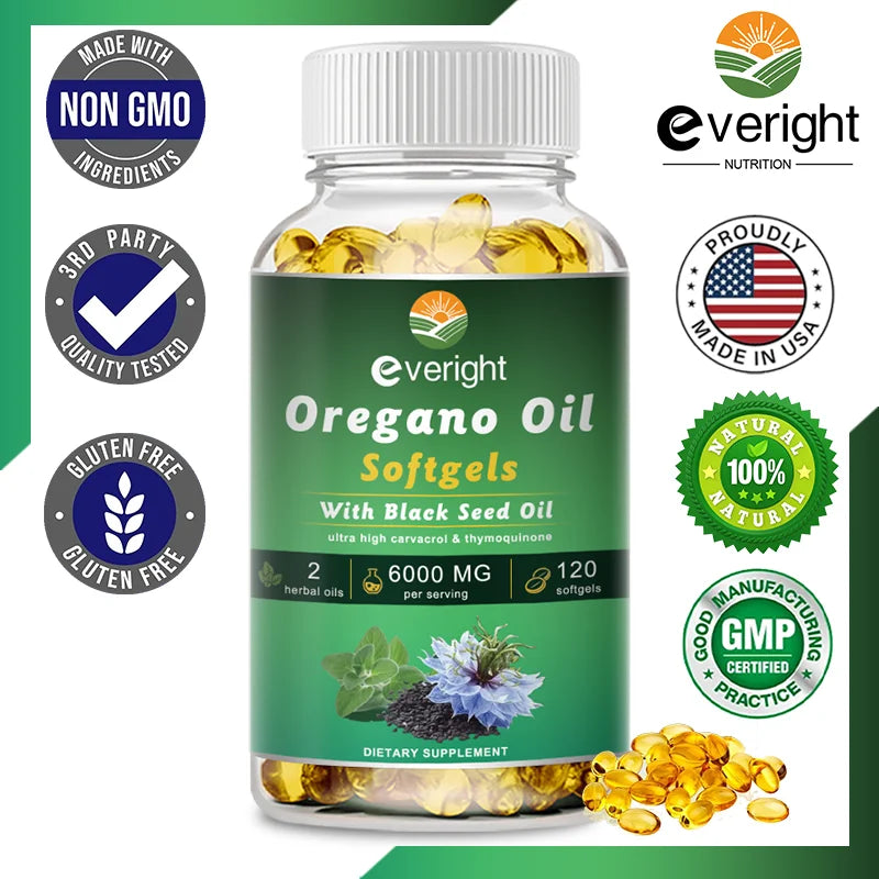 Organic Oregano Oil Capsules with Black Seed Oil | Antioxidant & Digestive Support