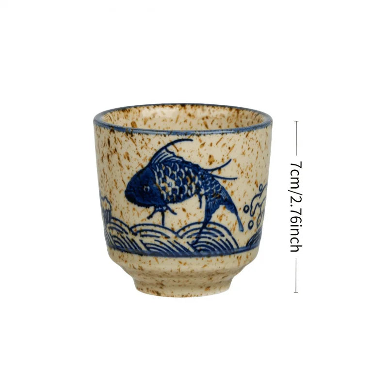 Vintage Japanese-style Ceramic Tea Cups | Stylish 4pc Set