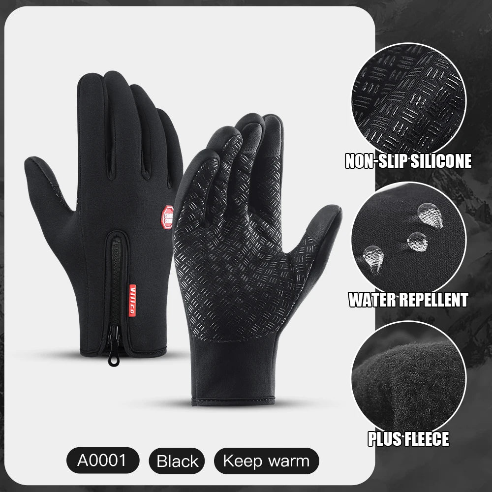 Guantes de invierno para ciclismo/esquí | Resistentes a la humedad y compatibles con pantalla táctil, cálidos