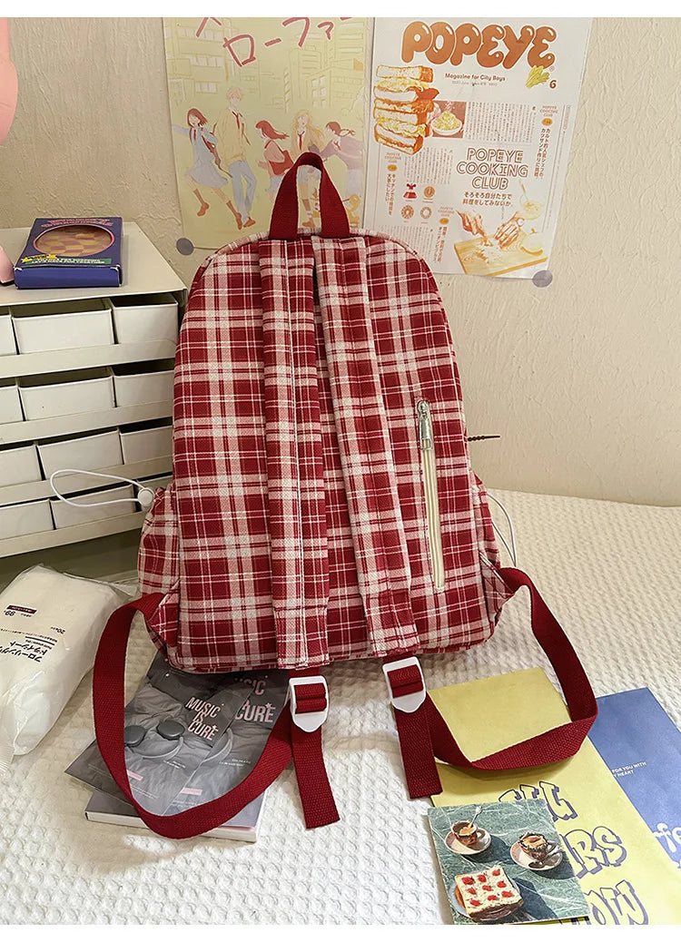 Large Capacity Plaid Backpack | Versatile Travel & School Bag
