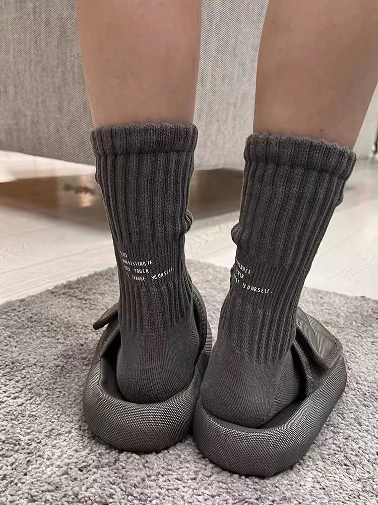 Men's Vintage Letter Medium Tube Socks | Thick Sports Comfort