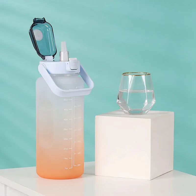 2 Liter Large Sports Water Bottle | Leak Proof & Portable
