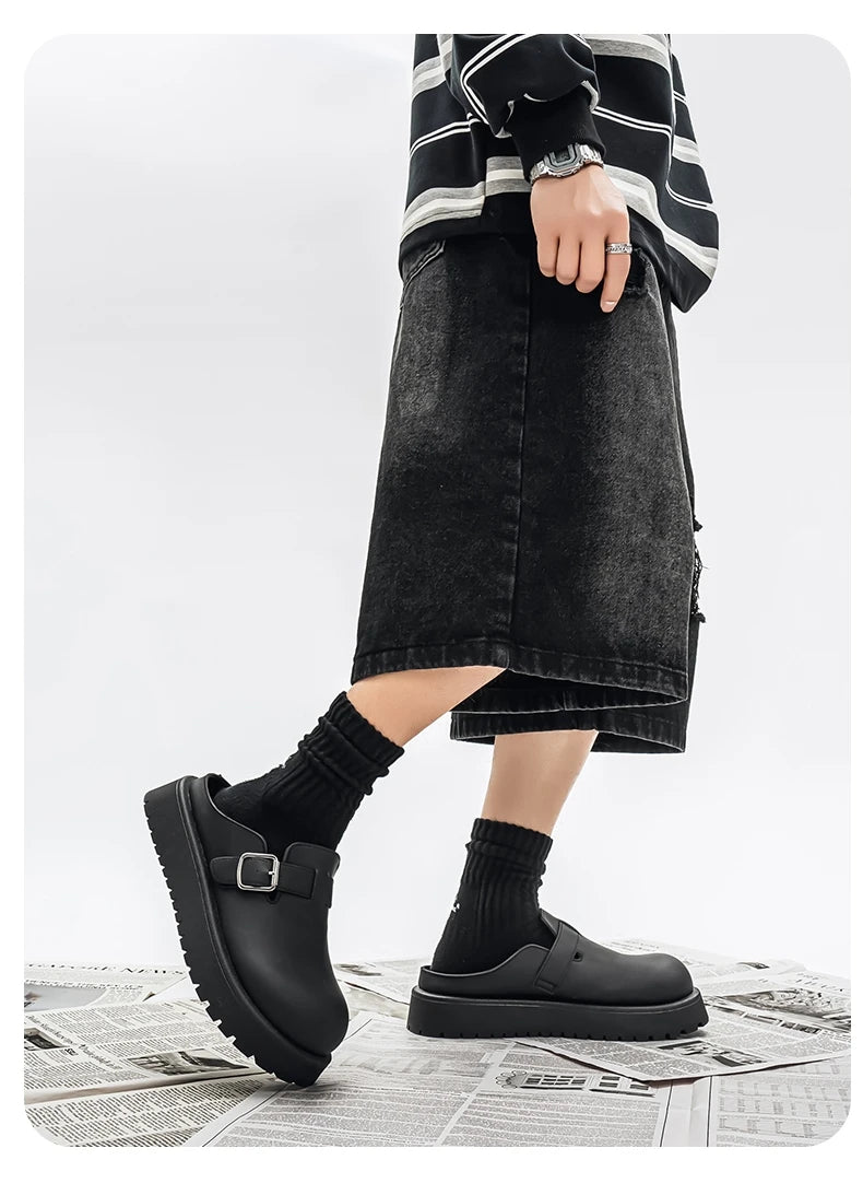 Men's Casual Leather Half Slippers | Non-Slip Summer Clogs