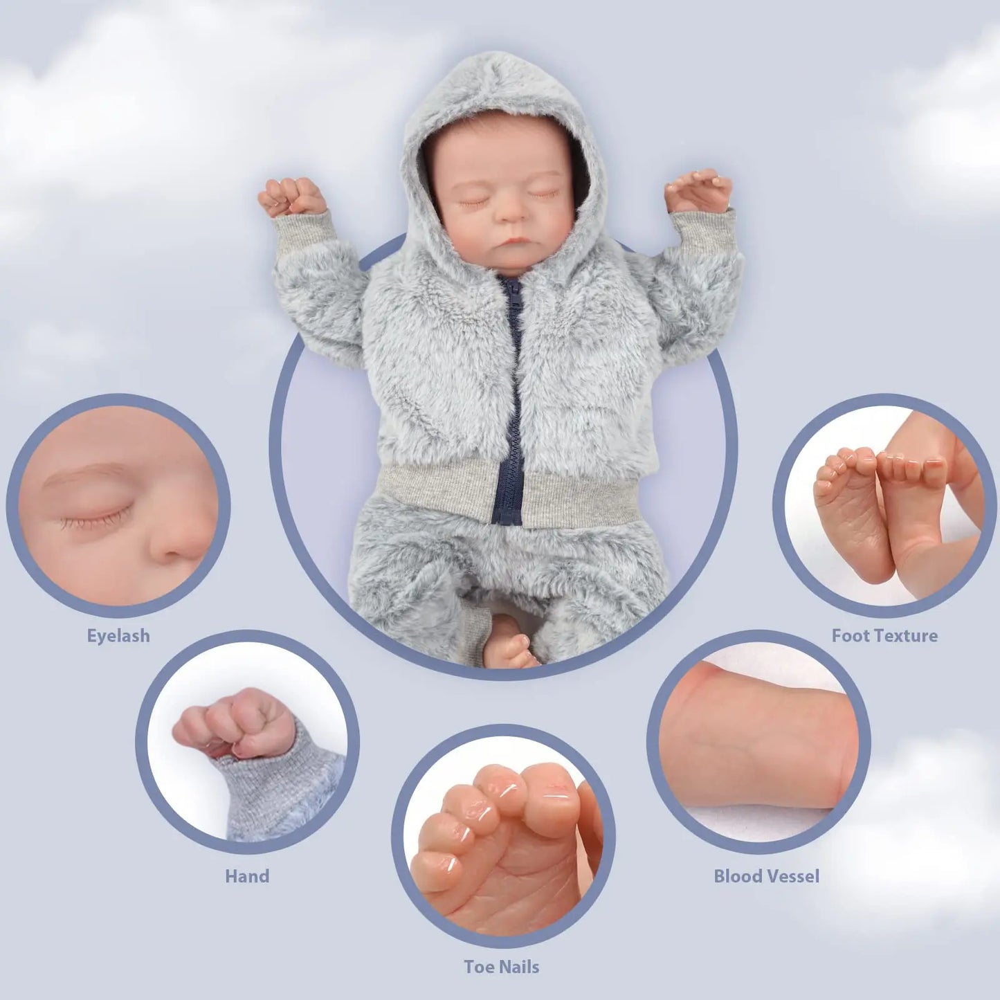 Muñeco Bebé Reborn de Silicona Realista | Tacto Suave Niño Realista de 17 Pulgadas