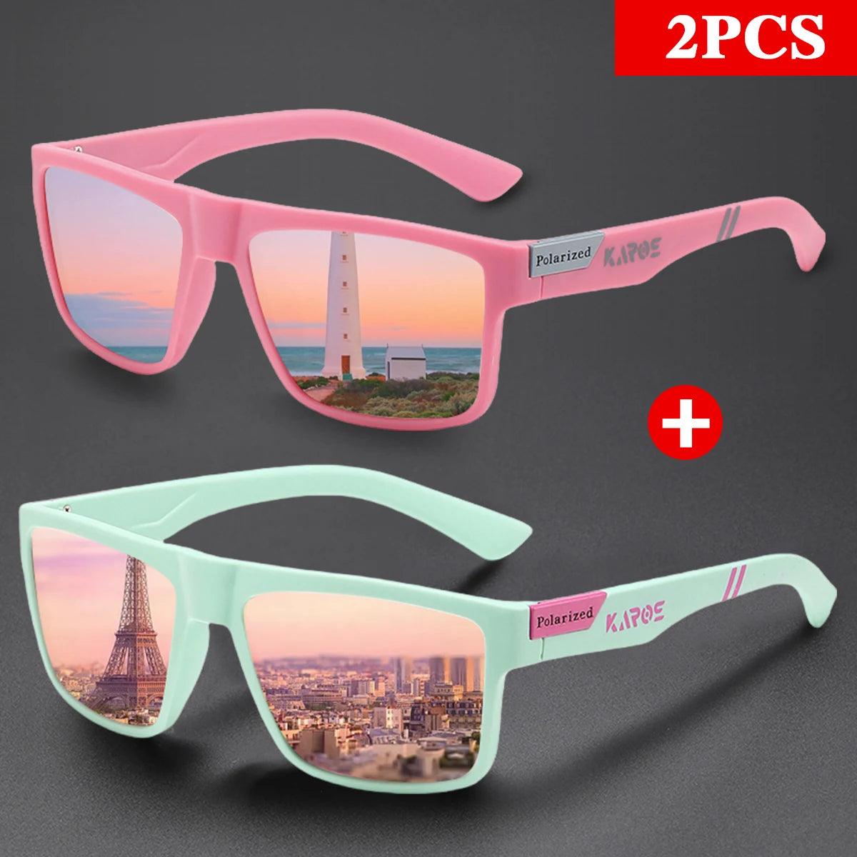 KAROS 2Pcs Polarized Sport Glasses Set for Men & Women UV400 Protection Eyewear for Fishing Cycling Driving Travel & Hiking YZ23