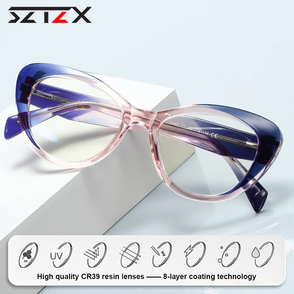 Stylish Retro Cat Eye Prescription Glasses | Anti-Blue Ray Protection