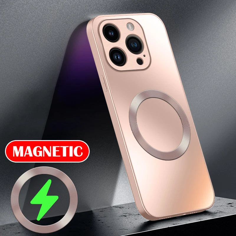 AG Matte Silicone Hard Case For Magsafe iPhone 17 Air 16 16E 15 14 13 12 11 Pro X XS Max Mini Plus Frosted Phone Magnetic Cover