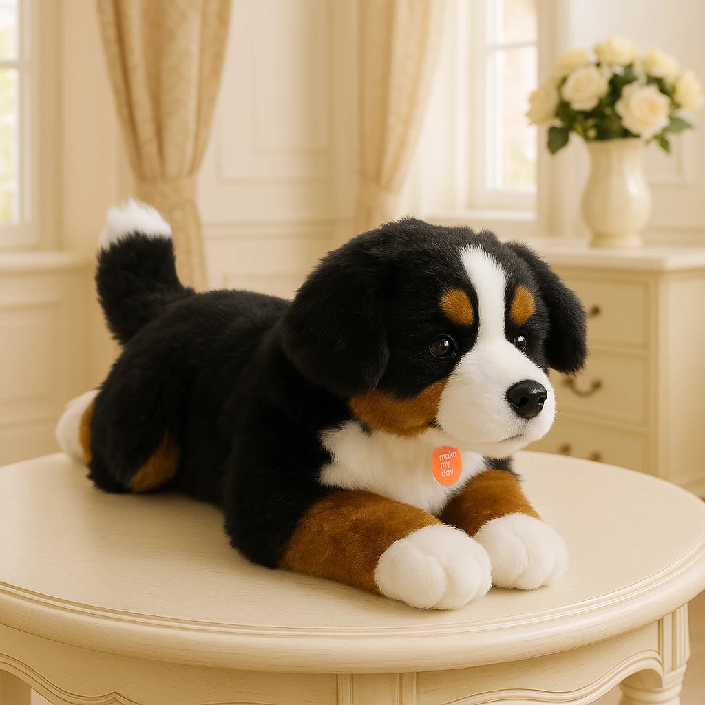 13-Inch Realistic Bernese Mountain Dog Plush Toy | Cute Pet Pillow