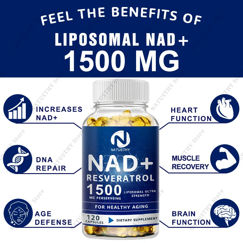 1500MG NAD+ Supplement with Trans-Resveratrol for Energy & Health