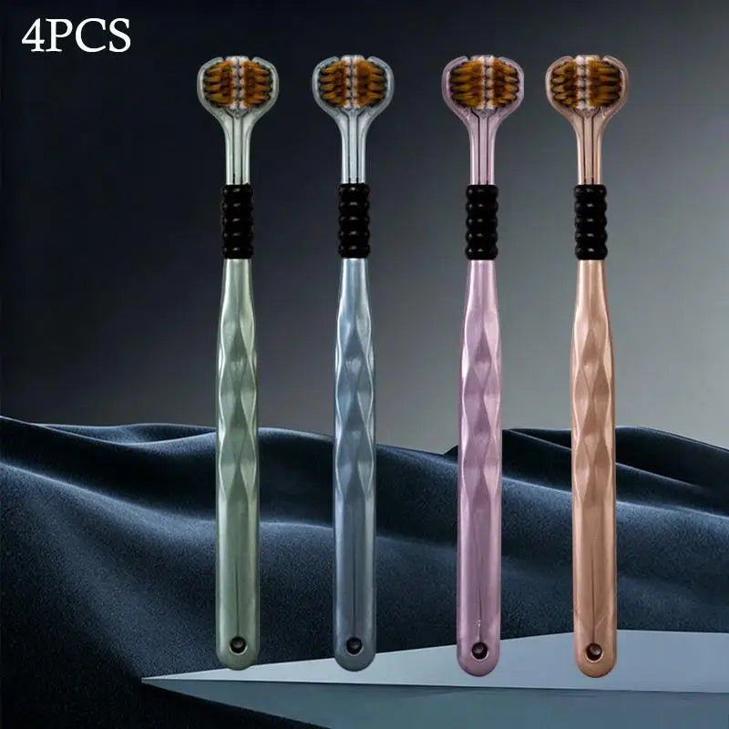 New 1PCS/2PCS/4PCS/8PC Three Sided Soft Bristled Toothbrush Adult Household Cleaning Gingival Protection Advanced Toothbrush