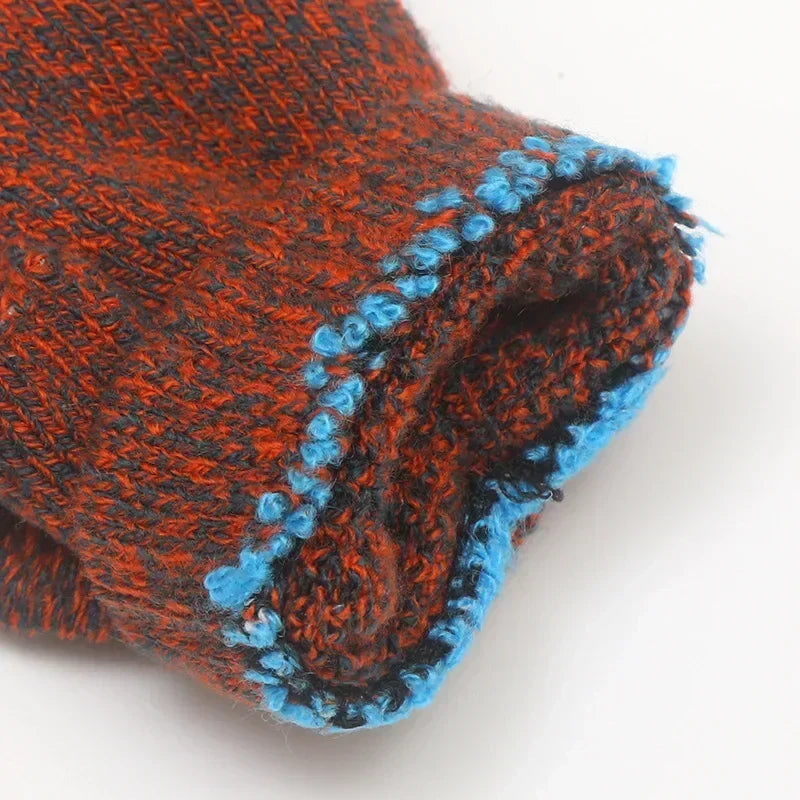 Kids Half Finger Flip Gloves | Warm Jacquard Design for Winter