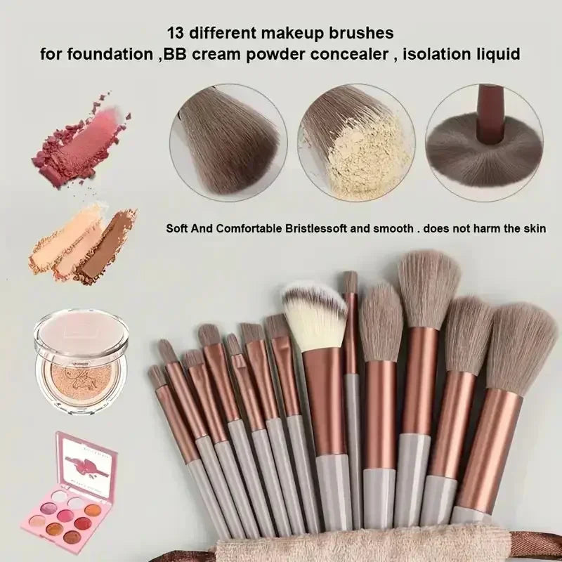 13 Piece Fluffy Makeup Brush Set | Professional Beauty Tools