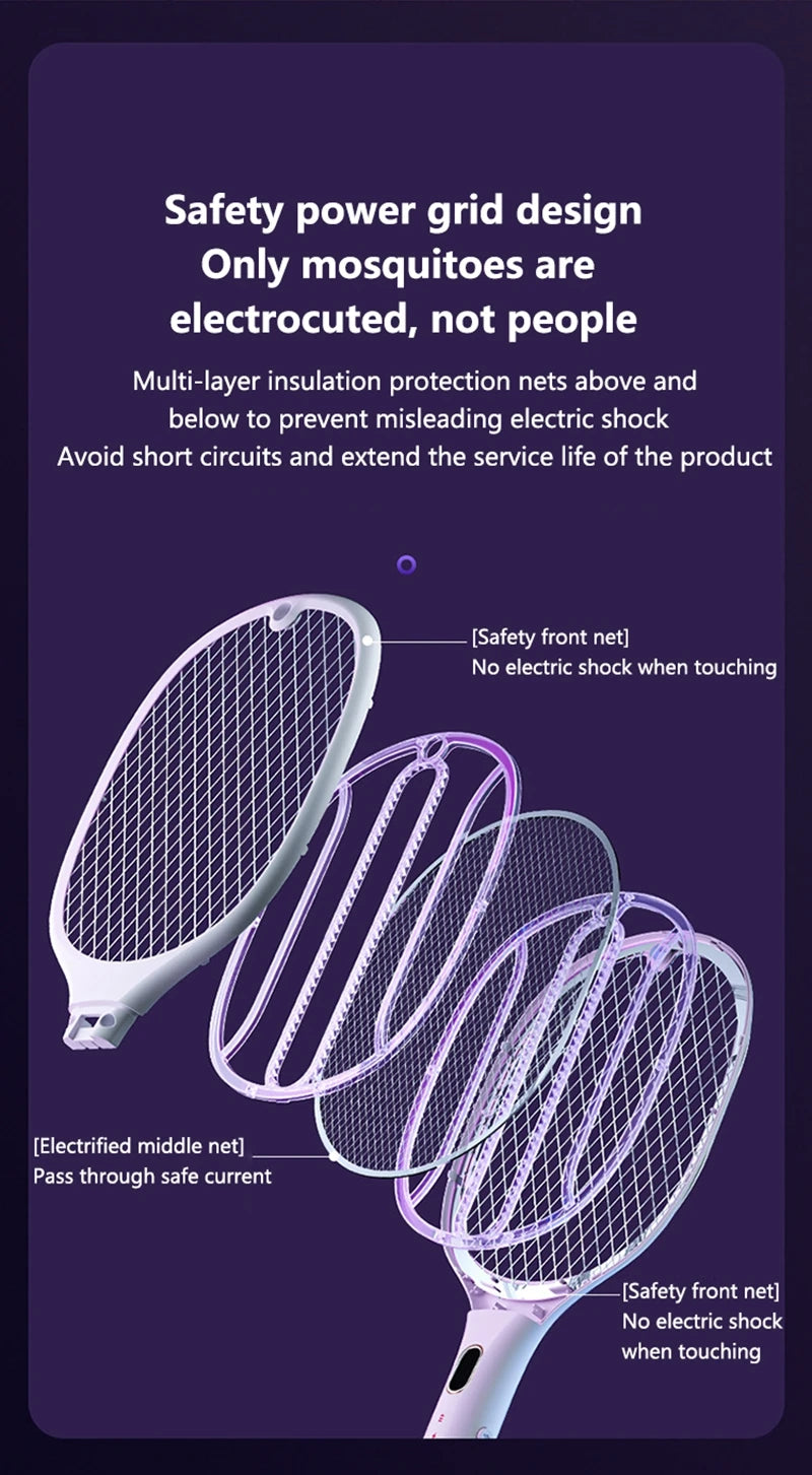 Multi-Functional Electric Bug Zapper Racket | USB Rechargeable Mosquito Killer