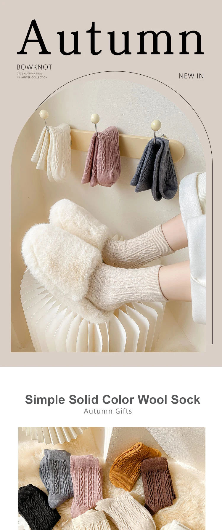 Women's Warm Cashmere Wool Socks | Cozy Mid-Calf Thermal Socks