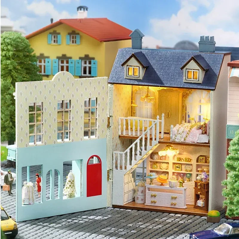 Kit de casa de muñecas en miniatura de madera DIY | Regalo creativo para todas las edades