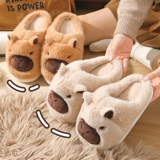 Women's Cute Plush Capybara Slippers | Cozy Indoor House Shoes