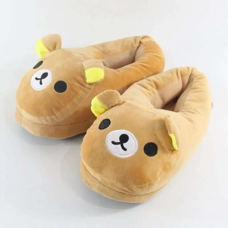 Cute Cartoon Bear Plush Slippers | Cozy Winter Home Shoes