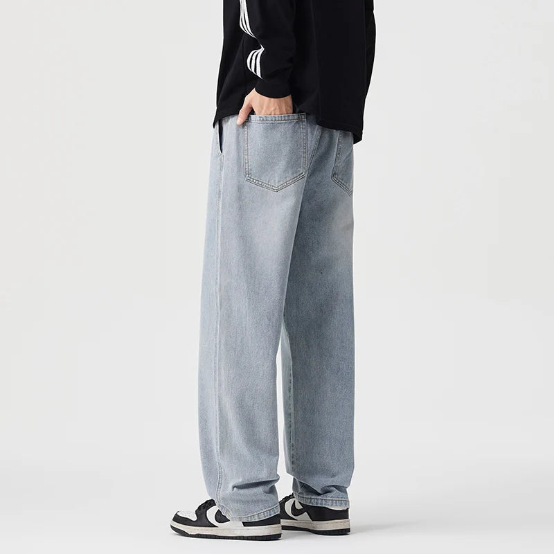 Men's Vintage Drawstring Wide-Leg Jeans | Trendy Casual Pants