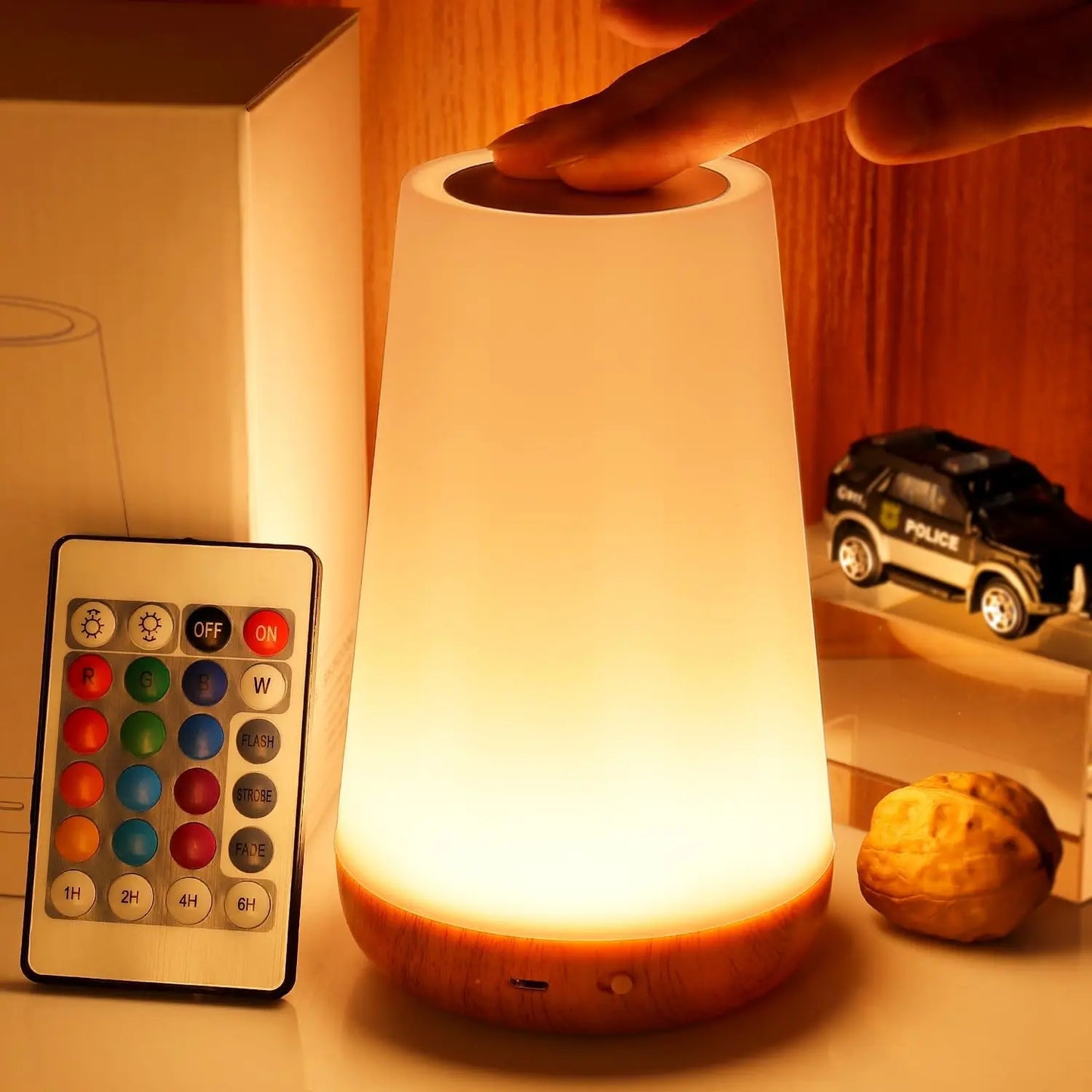 Portable RGB Night Light with Remote Control | Dimmable Touch Lamp