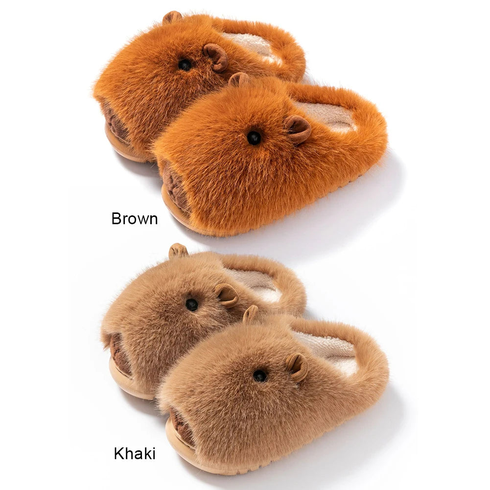 Women's Cute Plush Capybara Slippers | Fluffy Winter Indoor Shoes