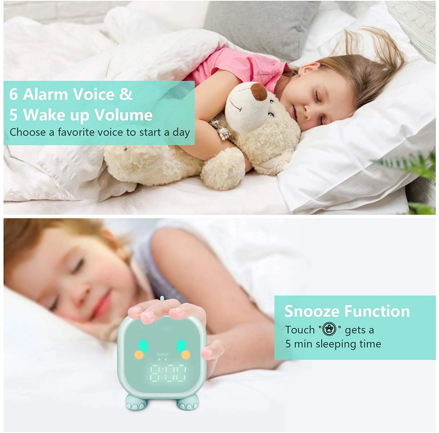 Dinosaur Alarm Clock for Kids | Fun Sleep Trainer with Night Light