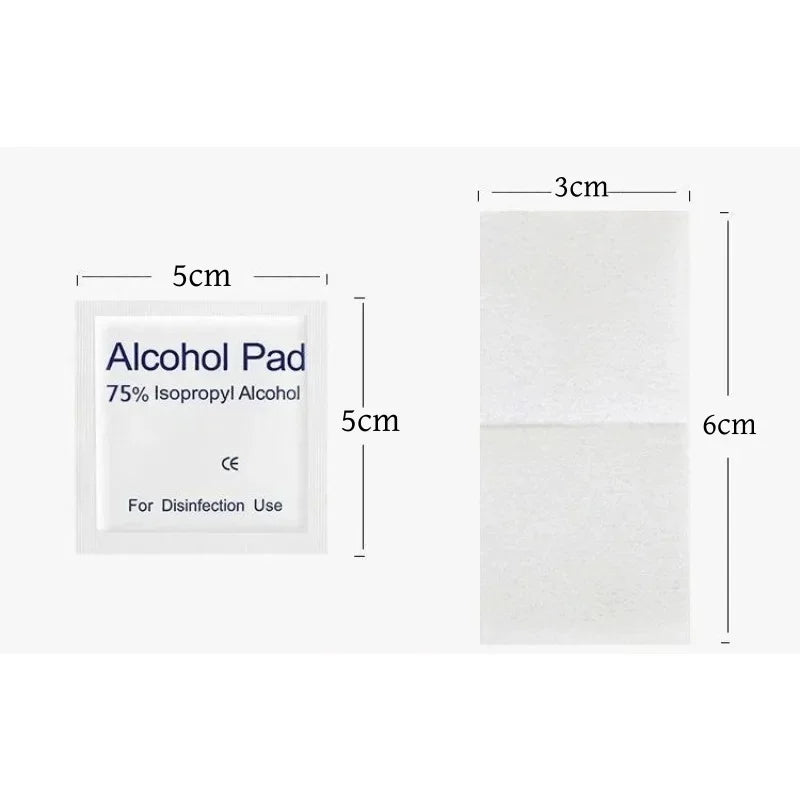 100pcs Portable Alcohol Prep Pads Disinfectant Swabs Wipes Cleaner 70% Alcohol Content Suitable for Mobile Phone Cleaning